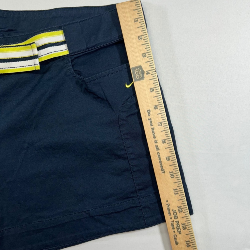 Nike Womens Golf Shorts Navy Blue Striped Belt Size Large L 12-14 Stretch Cotton - Picture 6 of 7